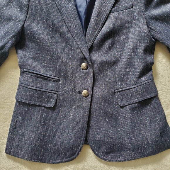 Banana Republic Blue Tweed Blazer Size 4 - Picture 6 of 13